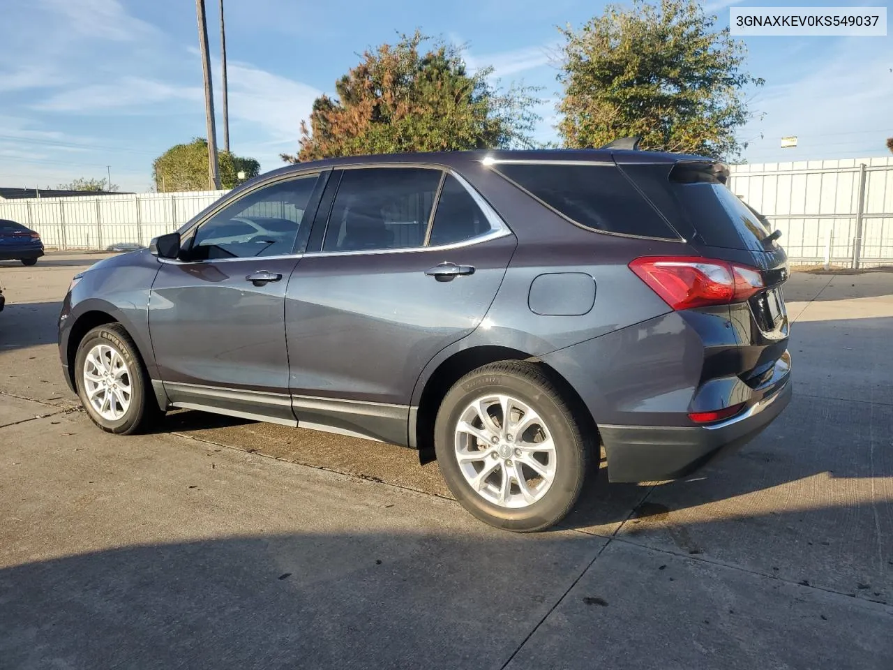 2019 Chevrolet Equinox Lt VIN: 3GNAXKEV0KS549037 Lot: 78253064