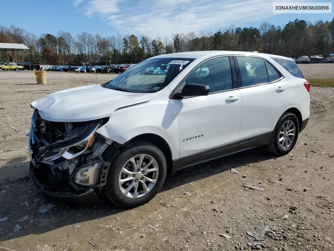 2019 Chevrolet Equinox Ls VIN: 3GNAXHEV8KS600898 Lot: 80414764