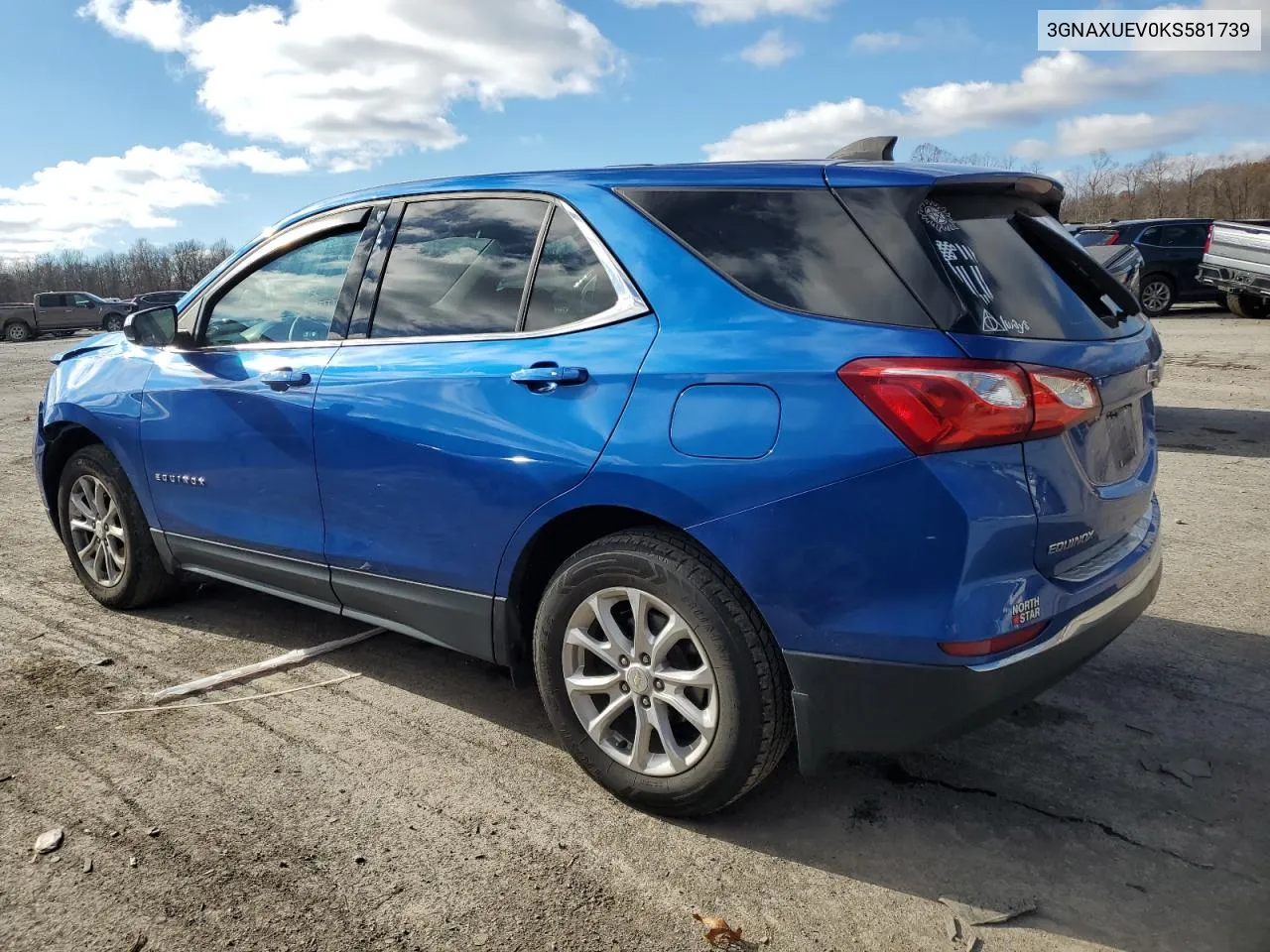 2019 Chevrolet Equinox Lt VIN: 3GNAXUEV0KS581739 Lot: 80484034