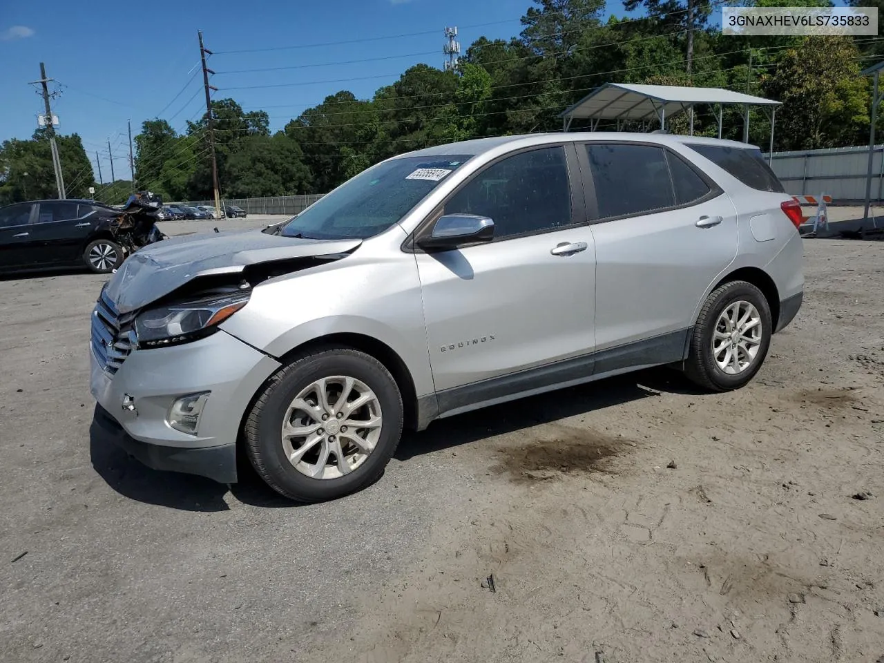 2020 Chevrolet Equinox Ls VIN: 3GNAXHEV6LS735833 Lot: 53356974