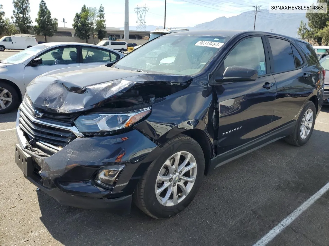 2020 Chevrolet Equinox Ls VIN: 3GNAXHEV8LS514363 Lot: 66318494