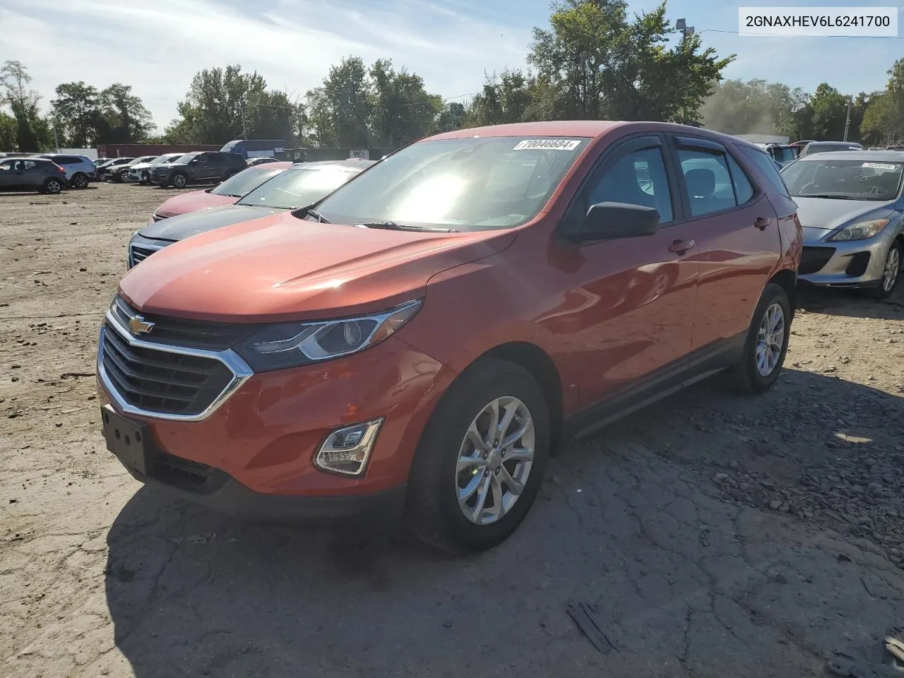 2020 Chevrolet Equinox Ls VIN: 2GNAXHEV6L6241700 Lot: 70046684