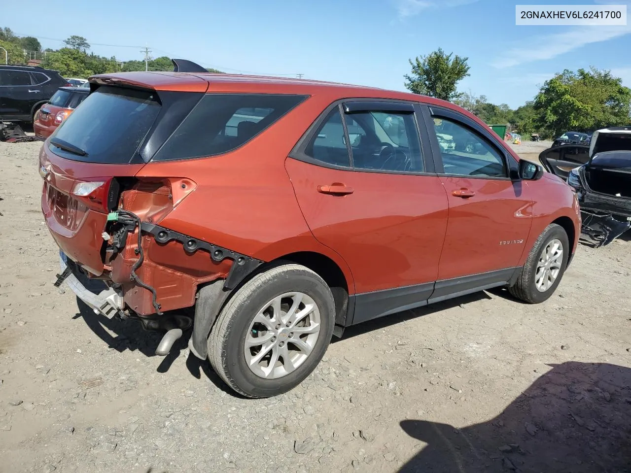 2020 Chevrolet Equinox Ls VIN: 2GNAXHEV6L6241700 Lot: 70046684