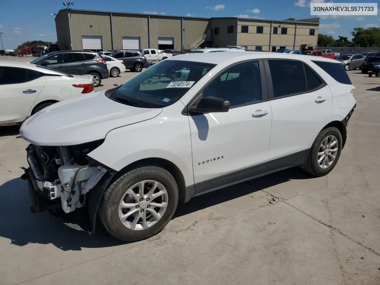 2020 Chevrolet Equinox Ls VIN: 3GNAXHEV3LS571733 Lot: 73240174