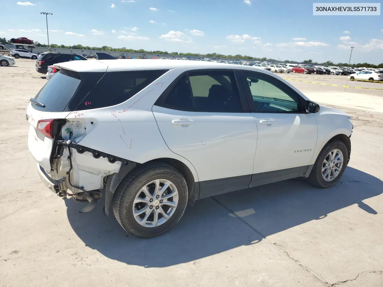 2020 Chevrolet Equinox Ls VIN: 3GNAXHEV3LS571733 Lot: 73240174