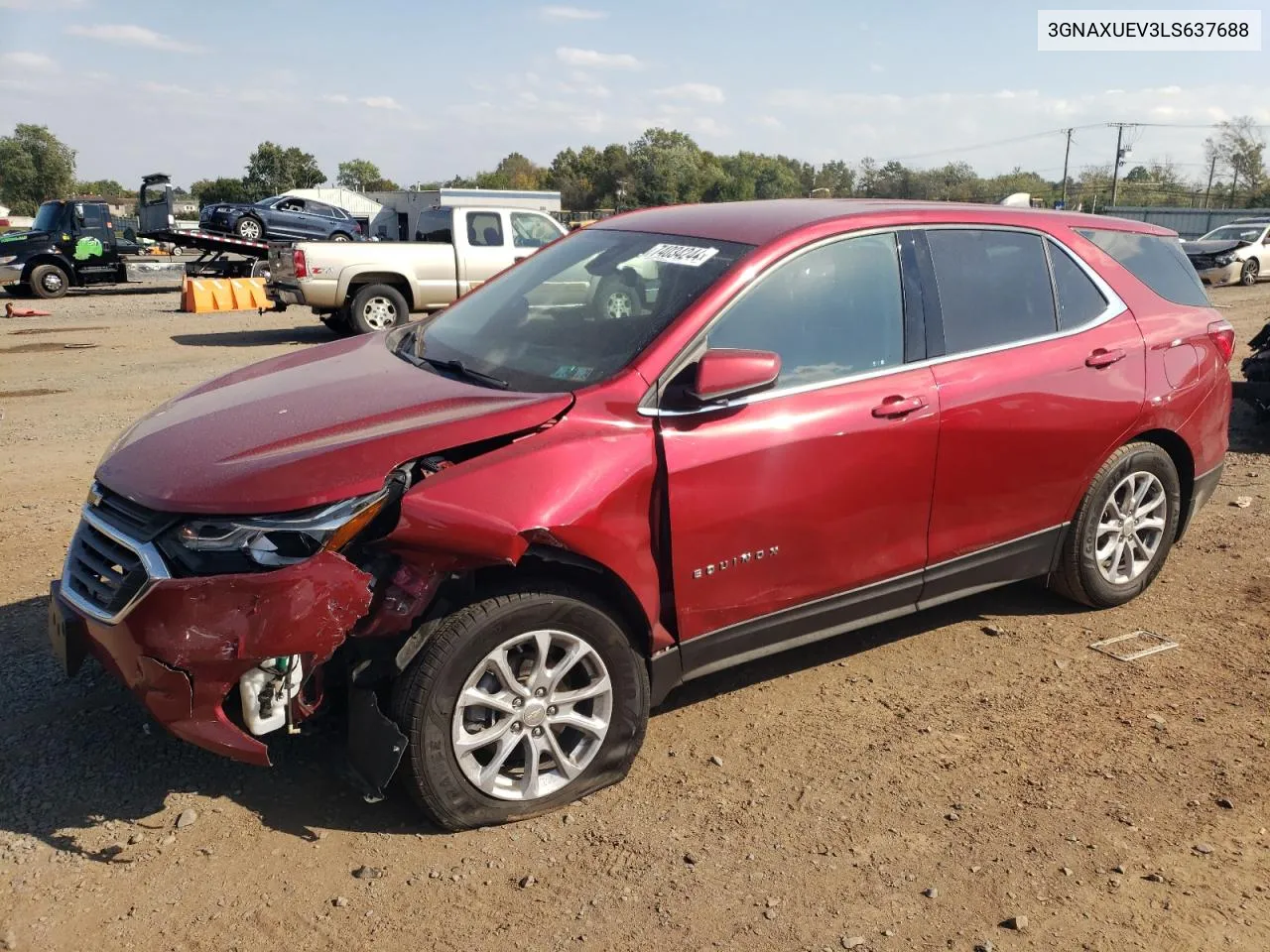 2020 Chevrolet Equinox Lt VIN: 3GNAXUEV3LS637688 Lot: 74034244