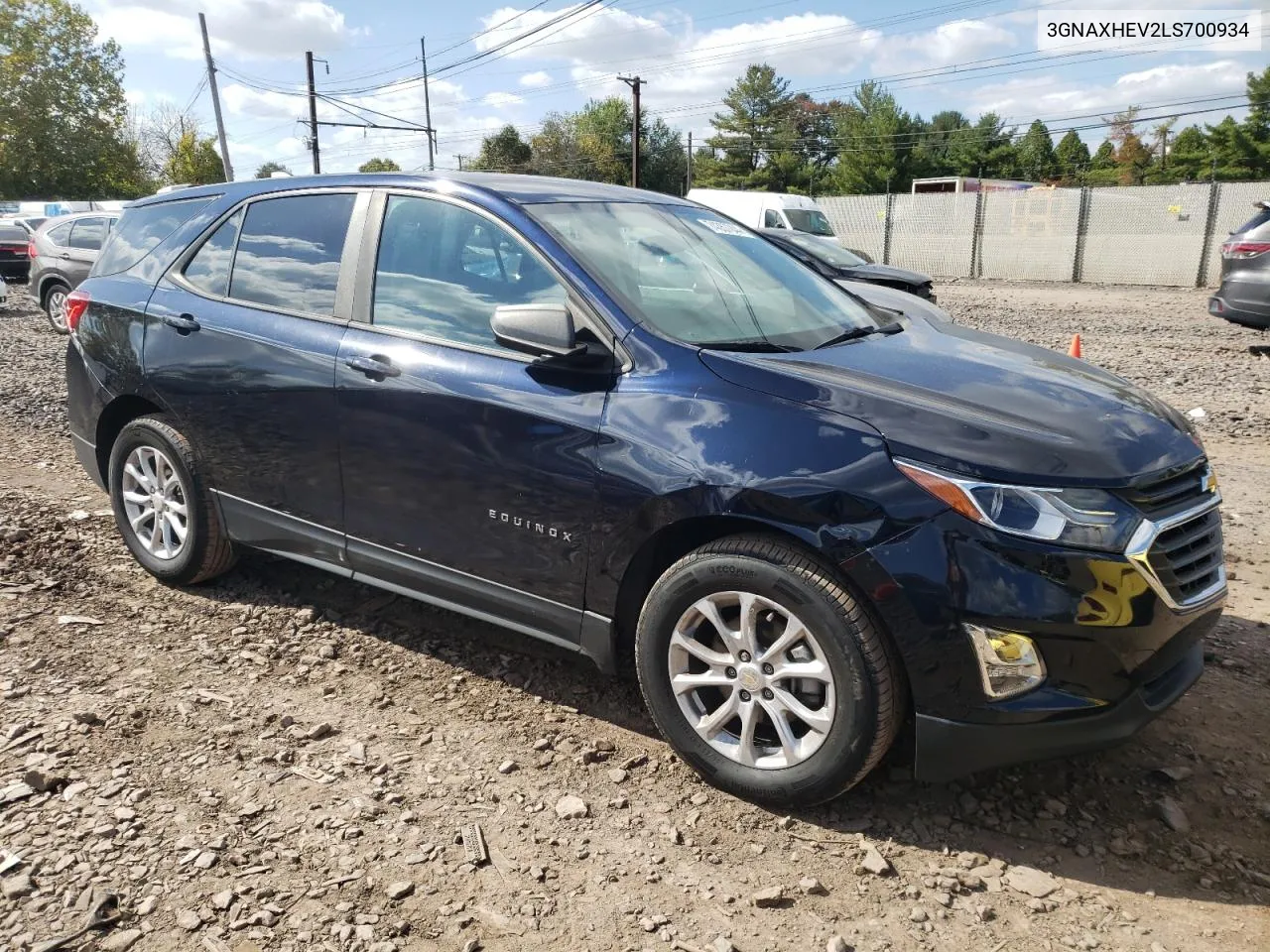 2020 Chevrolet Equinox Ls VIN: 3GNAXHEV2LS700934 Lot: 74357044