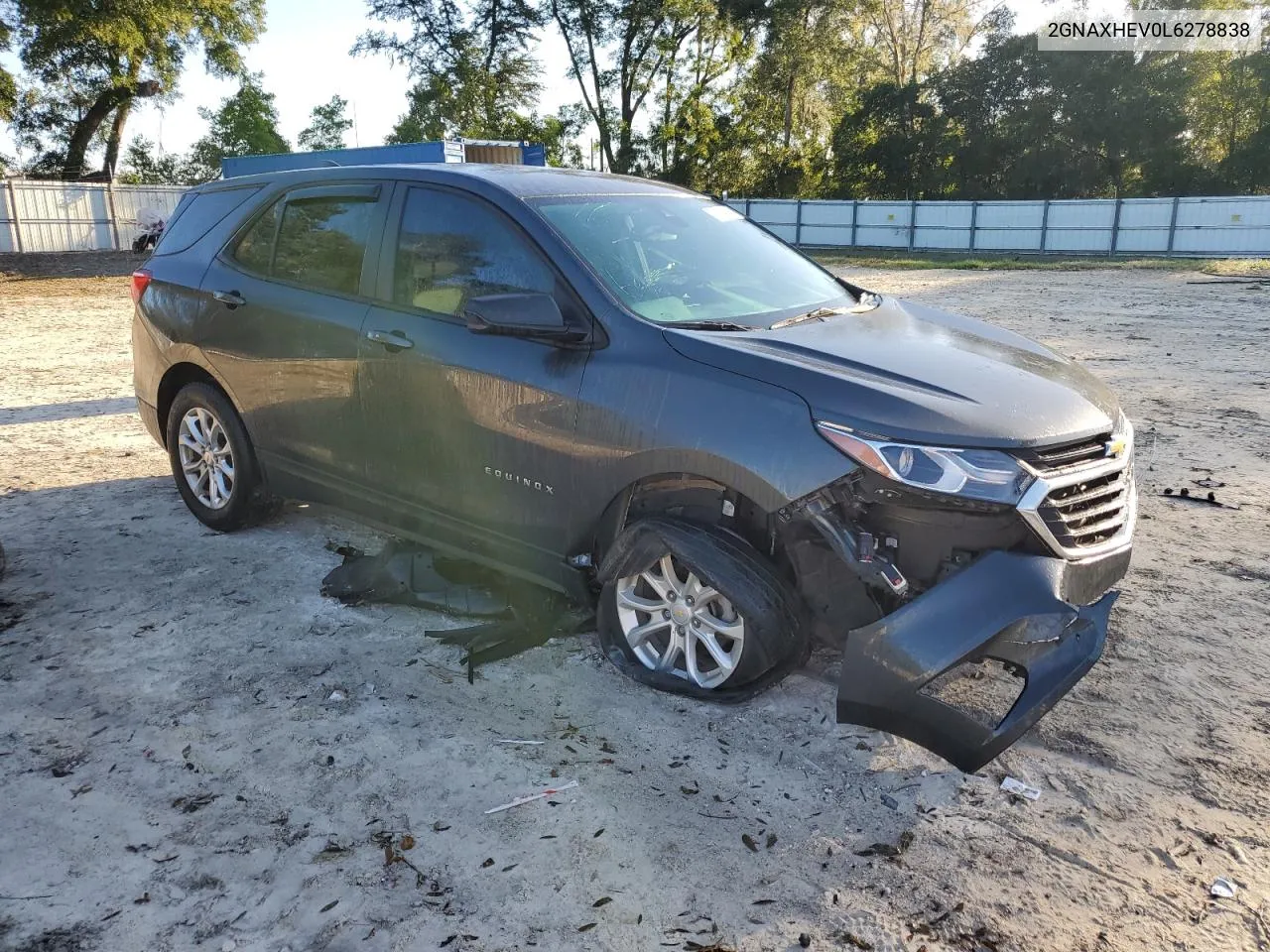 2020 Chevrolet Equinox Ls VIN: 2GNAXHEV0L6278838 Lot: 75244414