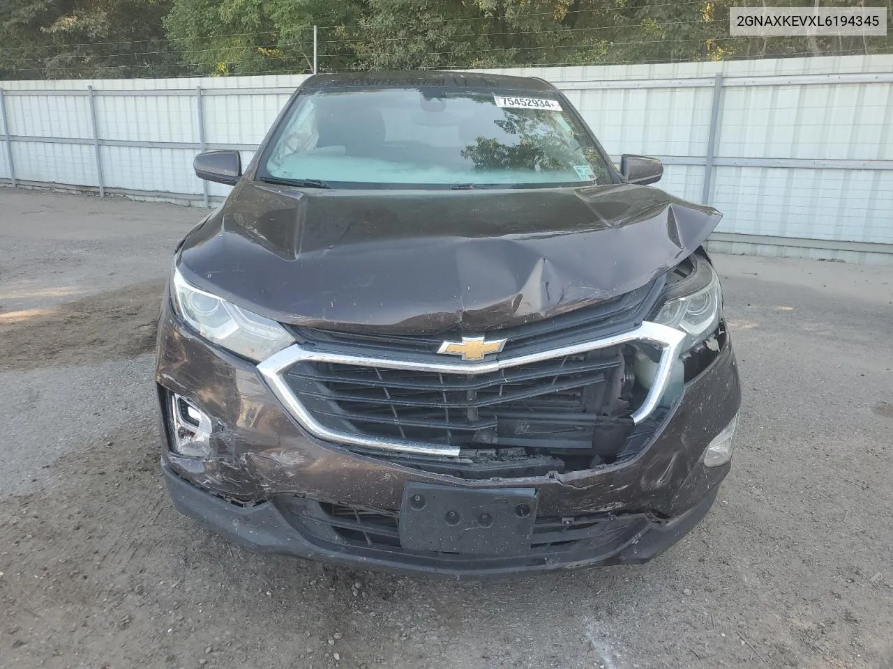 2020 Chevrolet Equinox Lt VIN: 2GNAXKEVXL6194345 Lot: 75452934