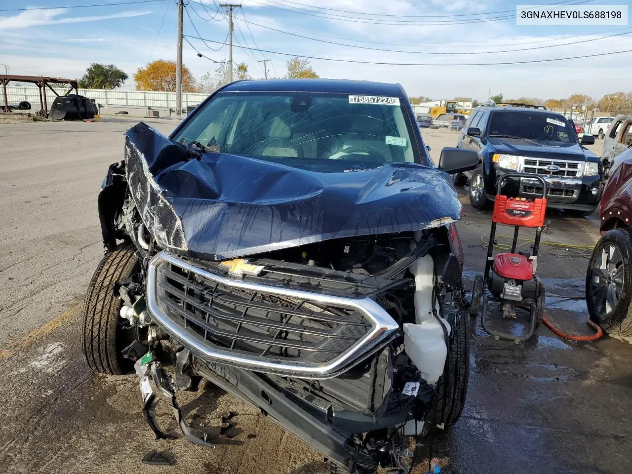 2020 Chevrolet Equinox Ls VIN: 3GNAXHEV0LS688198 Lot: 75857224