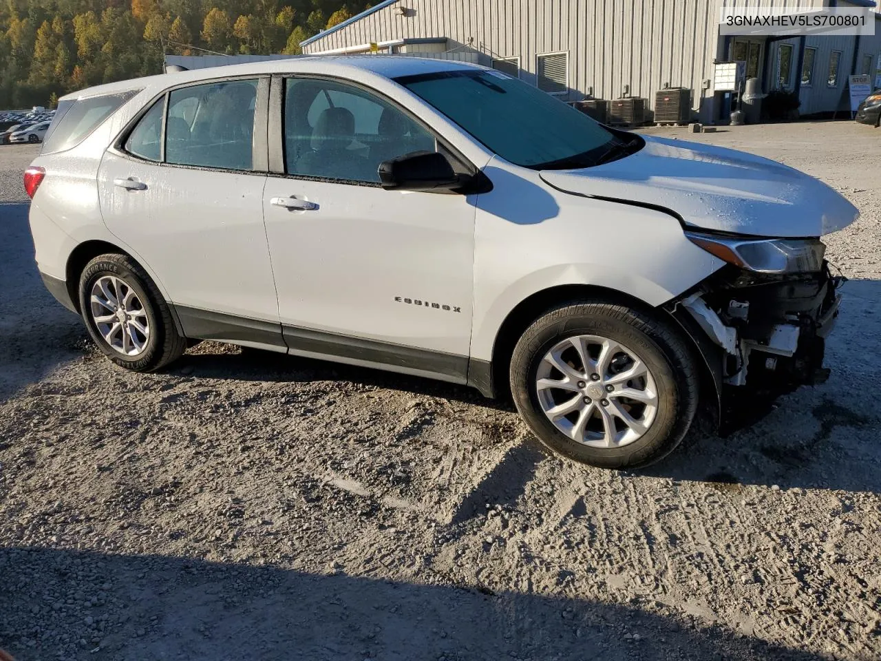 2020 Chevrolet Equinox Ls VIN: 3GNAXHEV5LS700801 Lot: 76920434