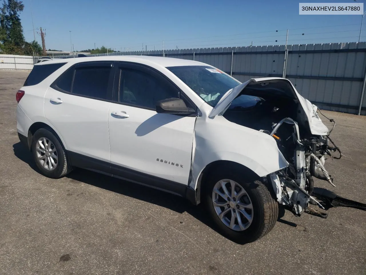 2020 Chevrolet Equinox Ls VIN: 3GNAXHEV2LS647880 Lot: 77305674