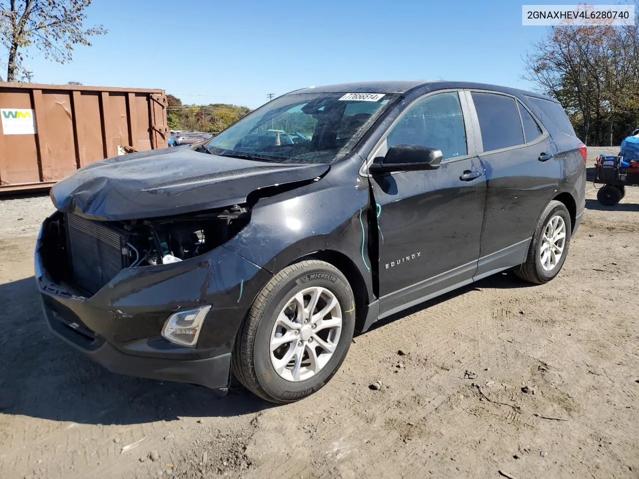 2020 Chevrolet Equinox Ls VIN: 2GNAXHEV4L6280740 Lot: 77656514