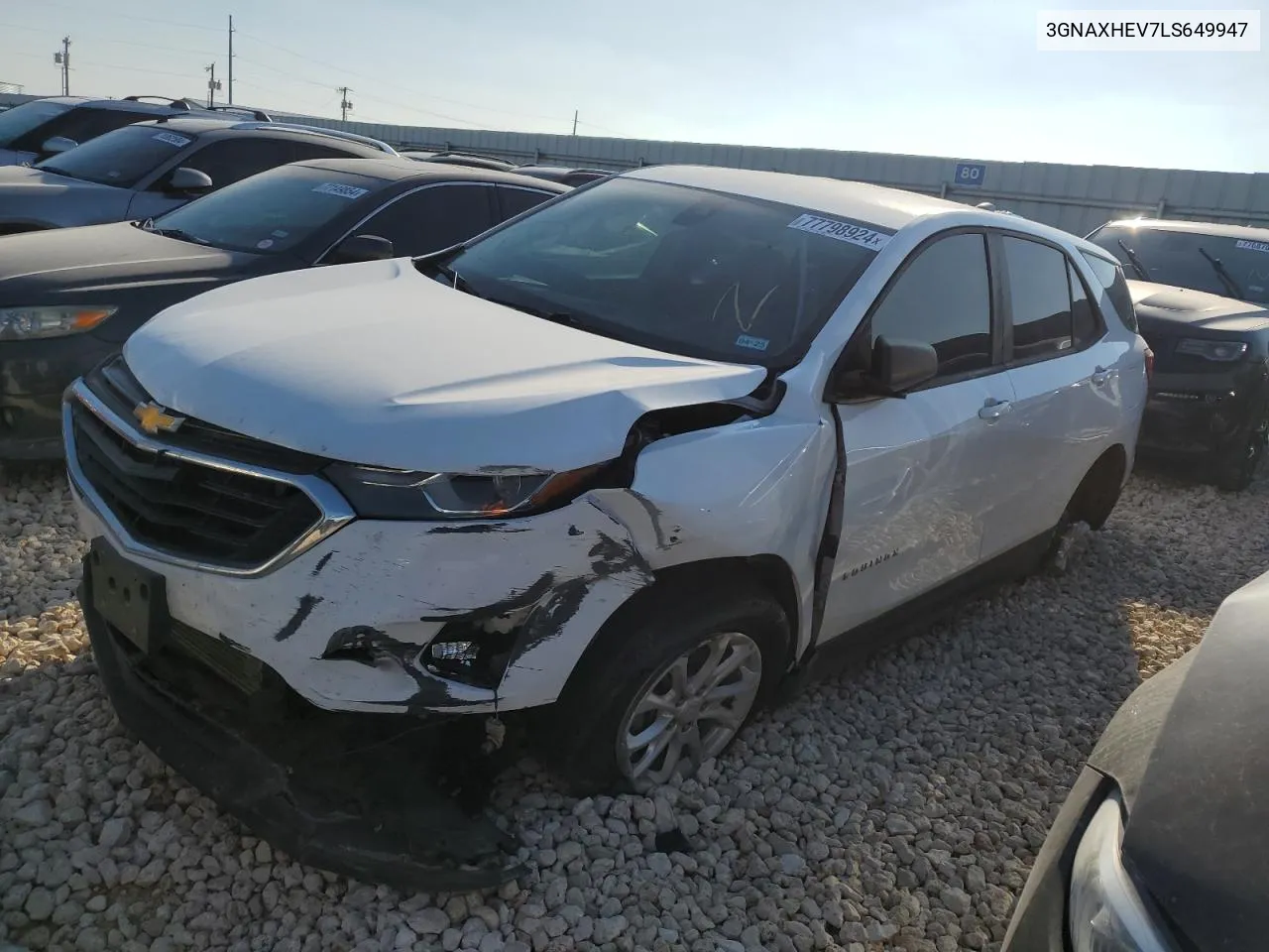 2020 Chevrolet Equinox Ls VIN: 3GNAXHEV7LS649947 Lot: 77798924