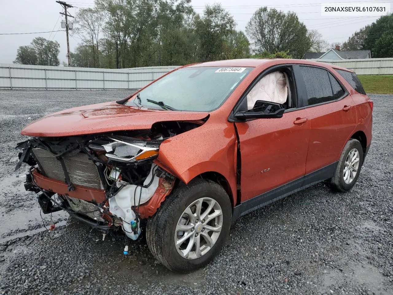 2020 Chevrolet Equinox Ls VIN: 2GNAXSEV5L6107631 Lot: 80673464