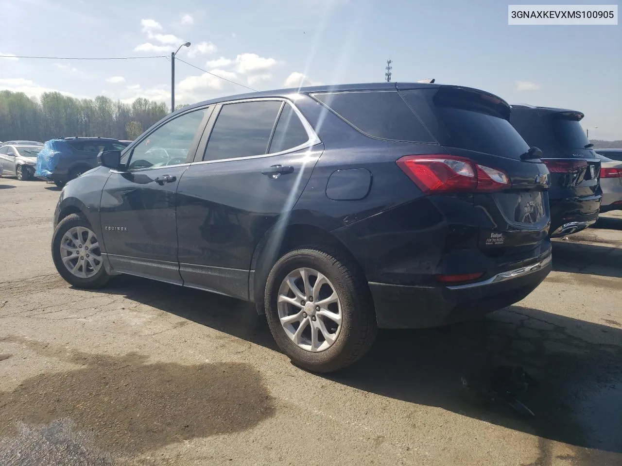 2021 Chevrolet Equinox Lt VIN: 3GNAXKEVXMS100905 Lot: 49887564