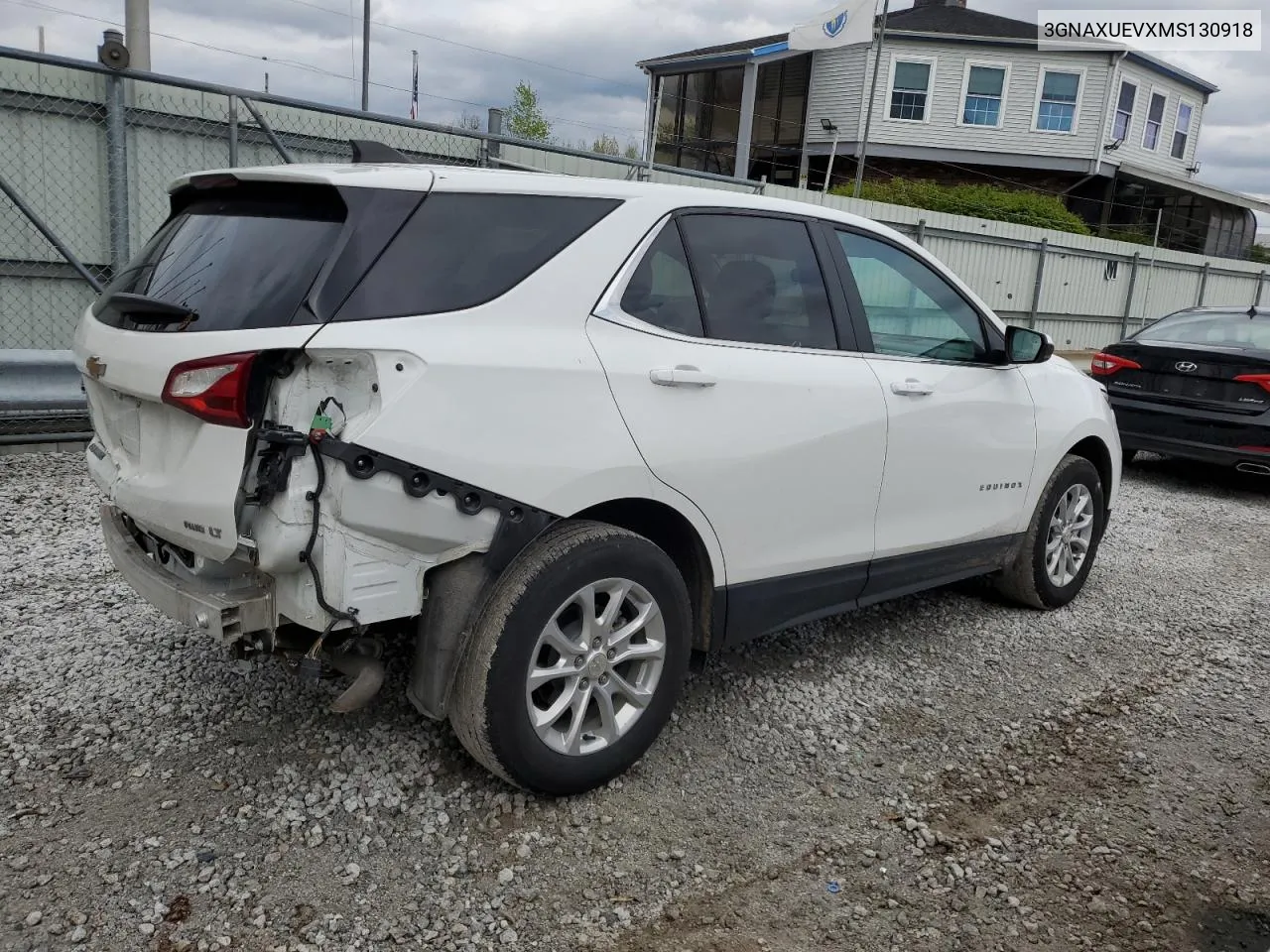 2021 Chevrolet Equinox Lt VIN: 3GNAXUEVXMS130918 Lot: 53647414