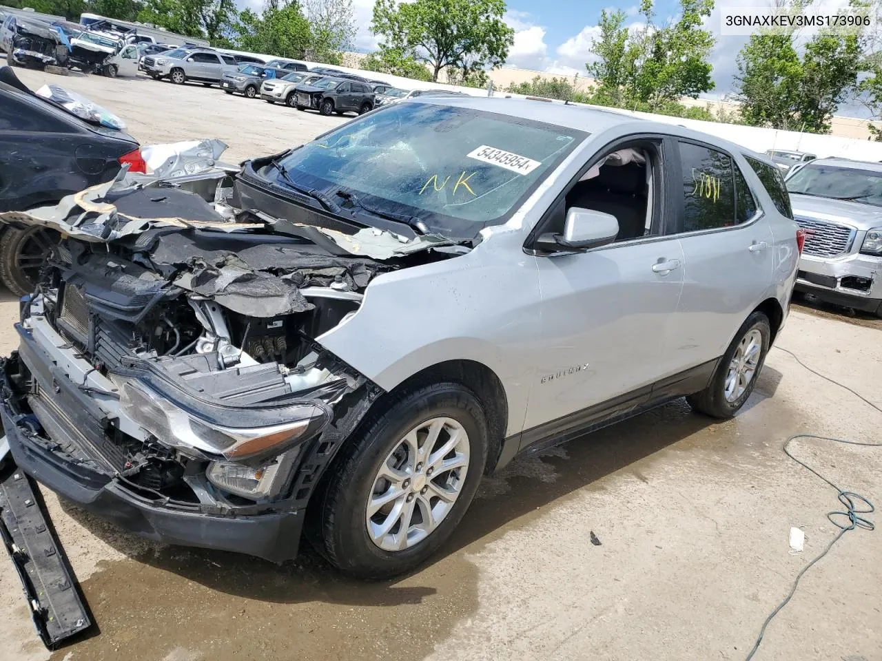 2021 Chevrolet Equinox Lt VIN: 3GNAXKEV3MS173906 Lot: 54345954