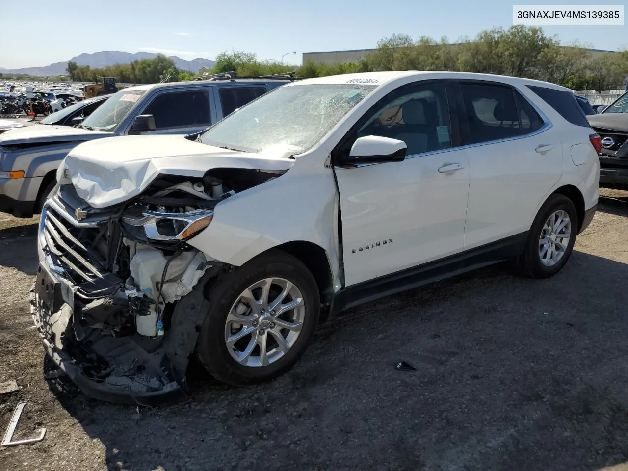 2021 Chevrolet Equinox Lt VIN: 3GNAXJEV4MS139385 Lot: 60912064