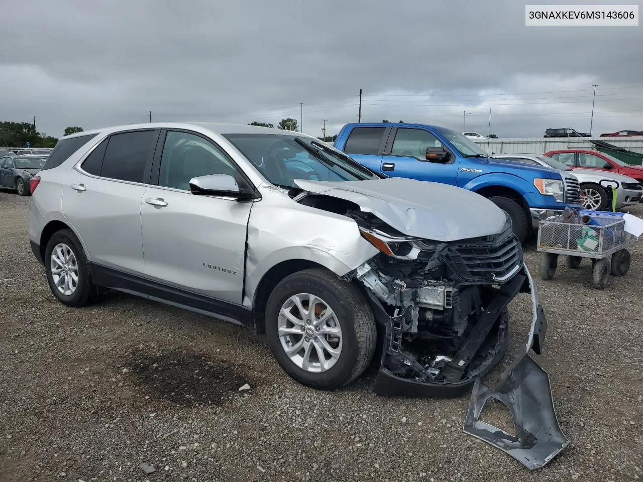 2021 Chevrolet Equinox Lt VIN: 3GNAXKEV6MS143606 Lot: 65383864