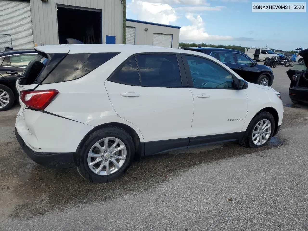 2021 Chevrolet Equinox Ls VIN: 3GNAXHEV0MS115528 Lot: 69620324