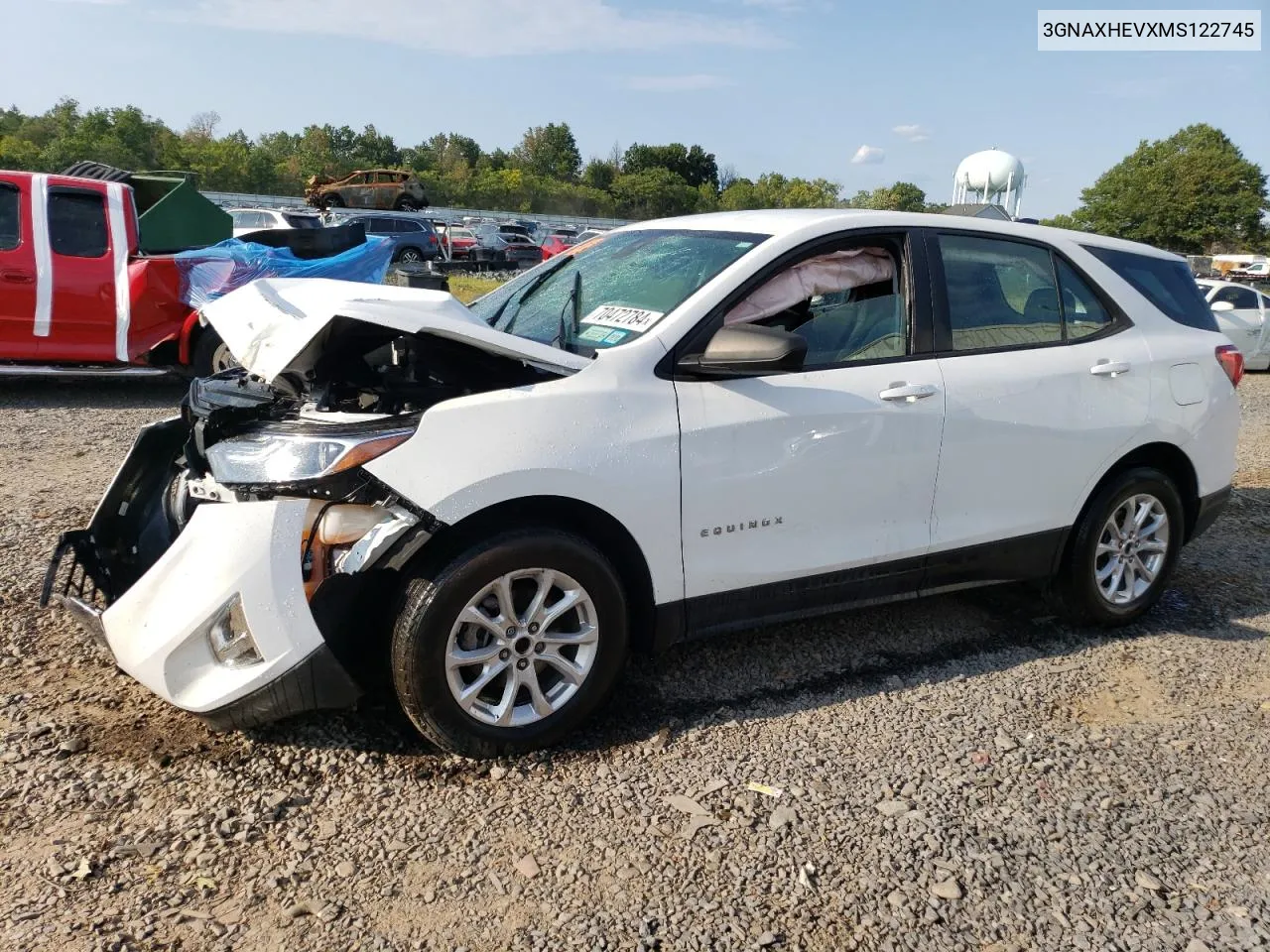 2021 Chevrolet Equinox Ls VIN: 3GNAXHEVXMS122745 Lot: 70472784