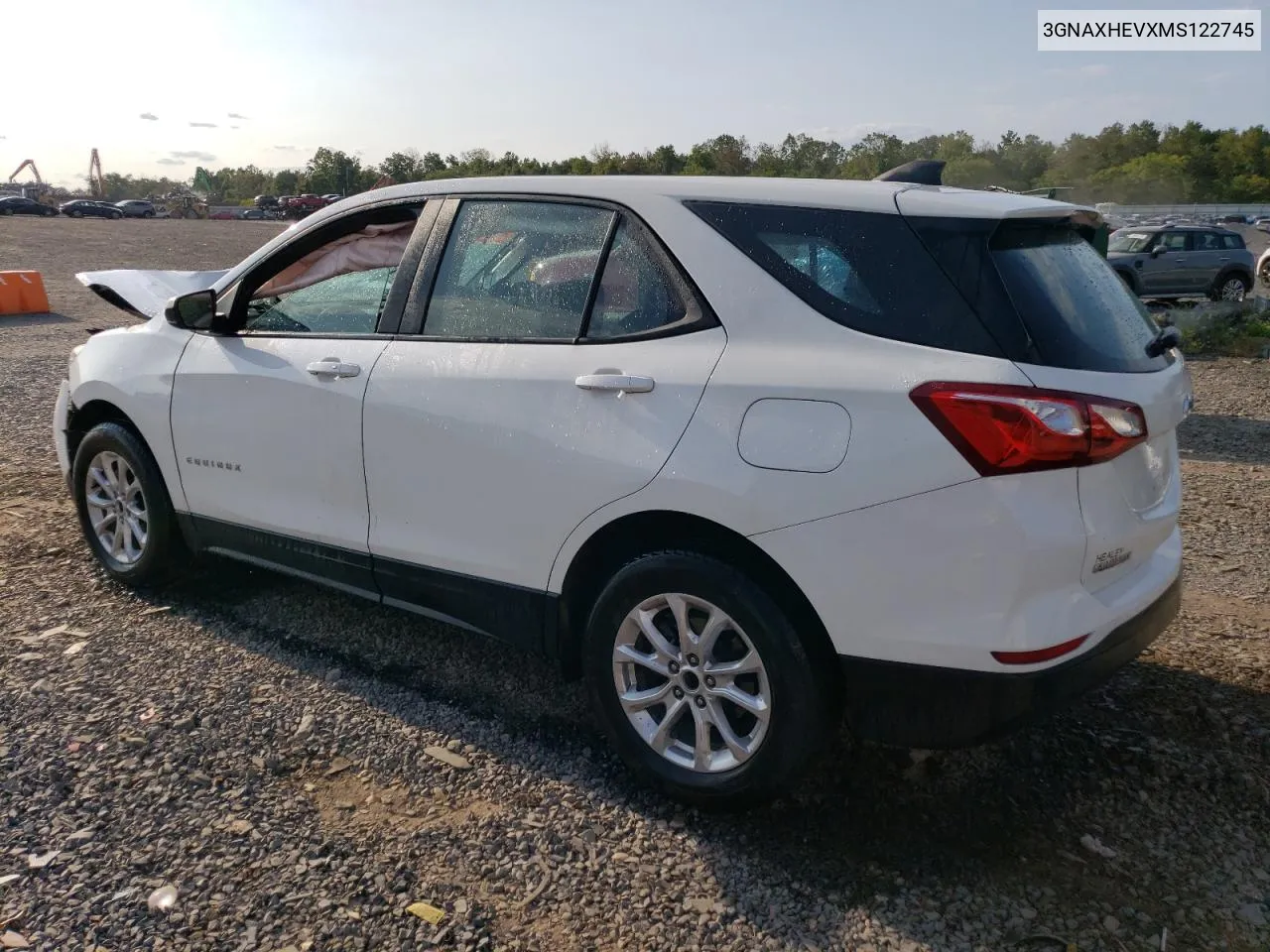 2021 Chevrolet Equinox Ls VIN: 3GNAXHEVXMS122745 Lot: 70472784