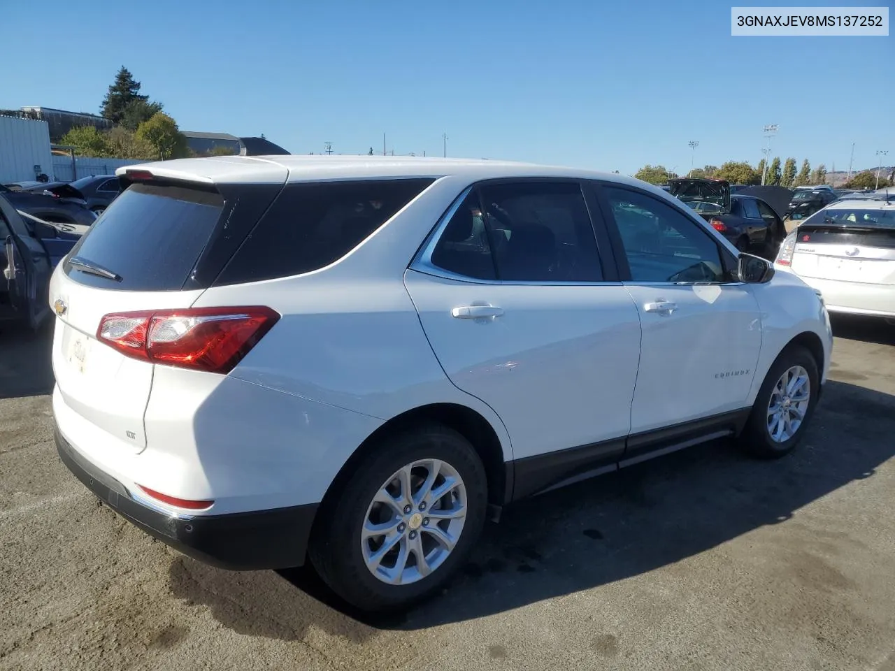 2021 Chevrolet Equinox Lt VIN: 3GNAXJEV8MS137252 Lot: 70686794