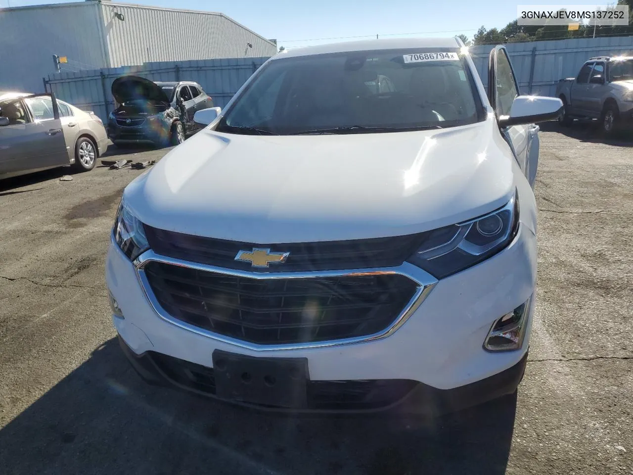 2021 Chevrolet Equinox Lt VIN: 3GNAXJEV8MS137252 Lot: 70686794