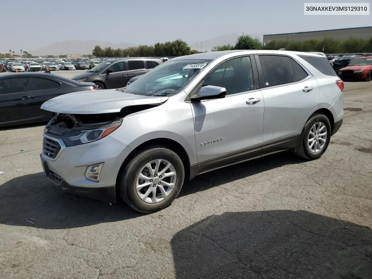 2021 Chevrolet Equinox Lt VIN: 3GNAXKEV3MS129310 Lot: 71453874