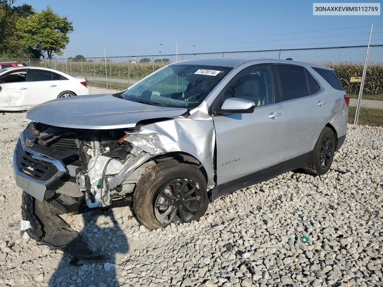 2021 Chevrolet Equinox Lt VIN: 3GNAXKEV8MS112759 Lot: 71479114