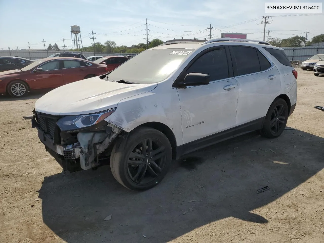 2021 Chevrolet Equinox Lt VIN: 3GNAXKEV0ML315400 Lot: 71594464