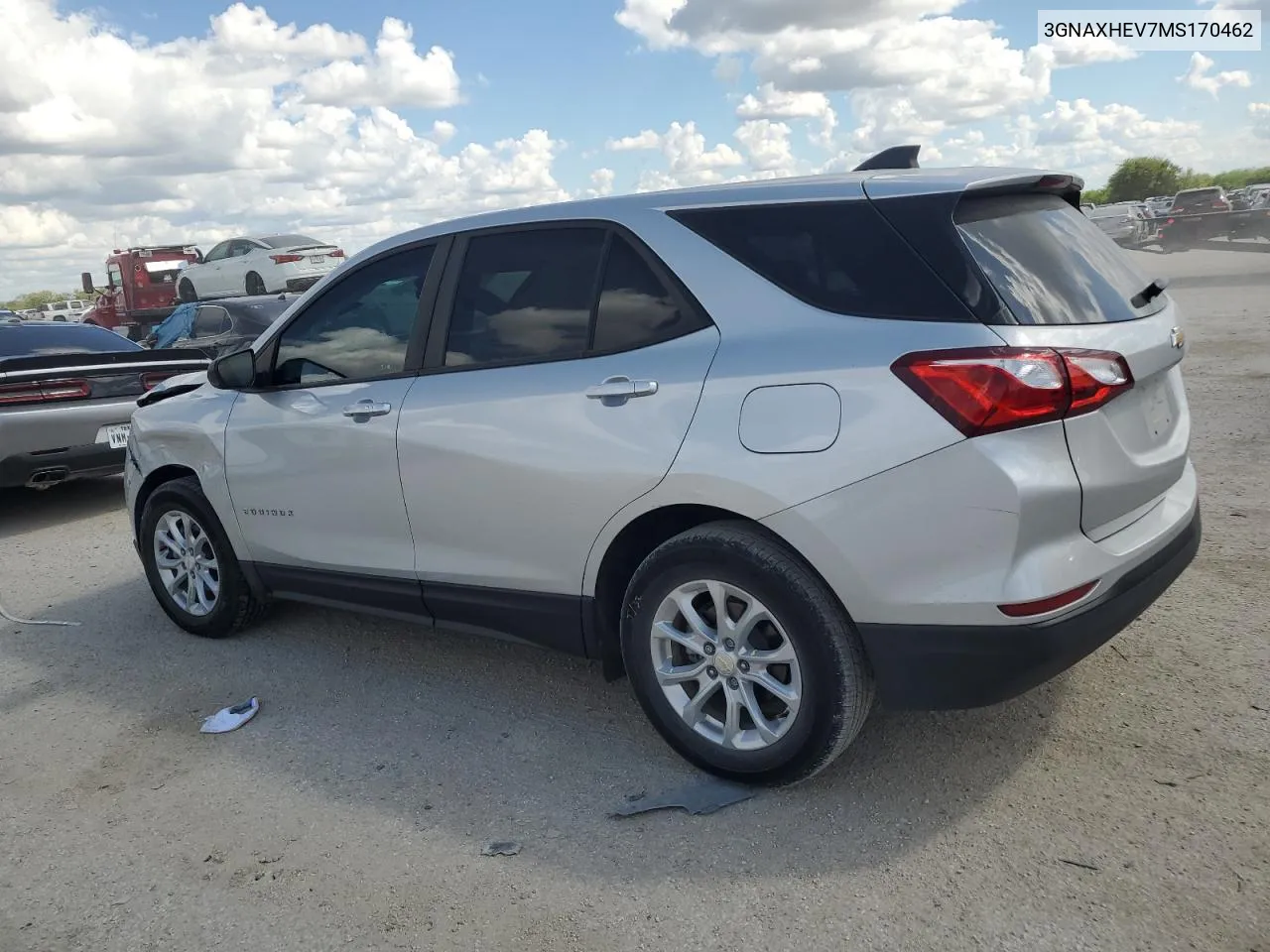 2021 Chevrolet Equinox Ls VIN: 3GNAXHEV7MS170462 Lot: 72277334