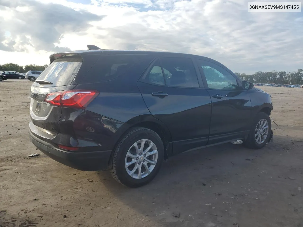 2021 Chevrolet Equinox Ls VIN: 3GNAXSEV9MS147455 Lot: 72444444