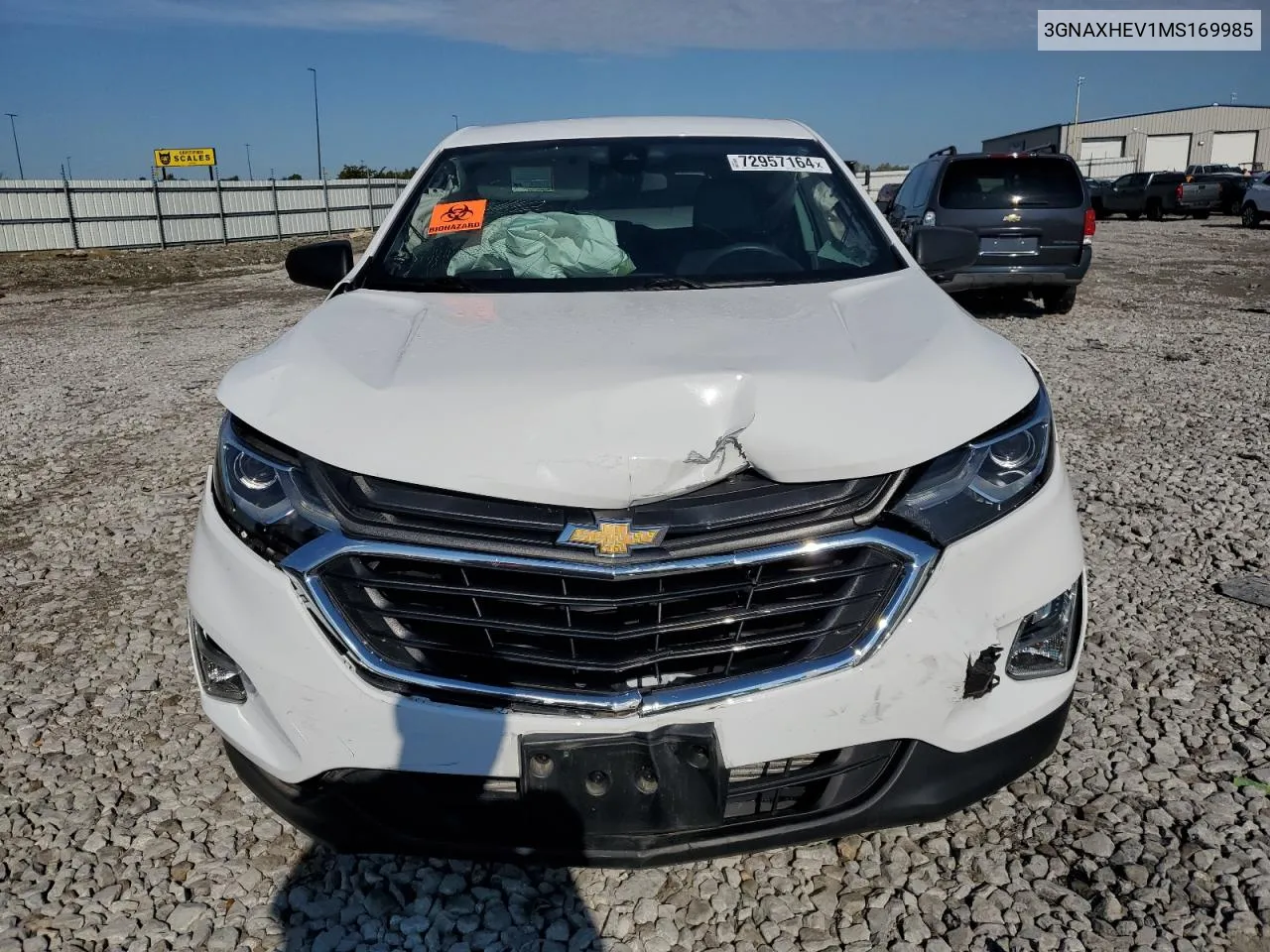 2021 Chevrolet Equinox Ls VIN: 3GNAXHEV1MS169985 Lot: 72957164