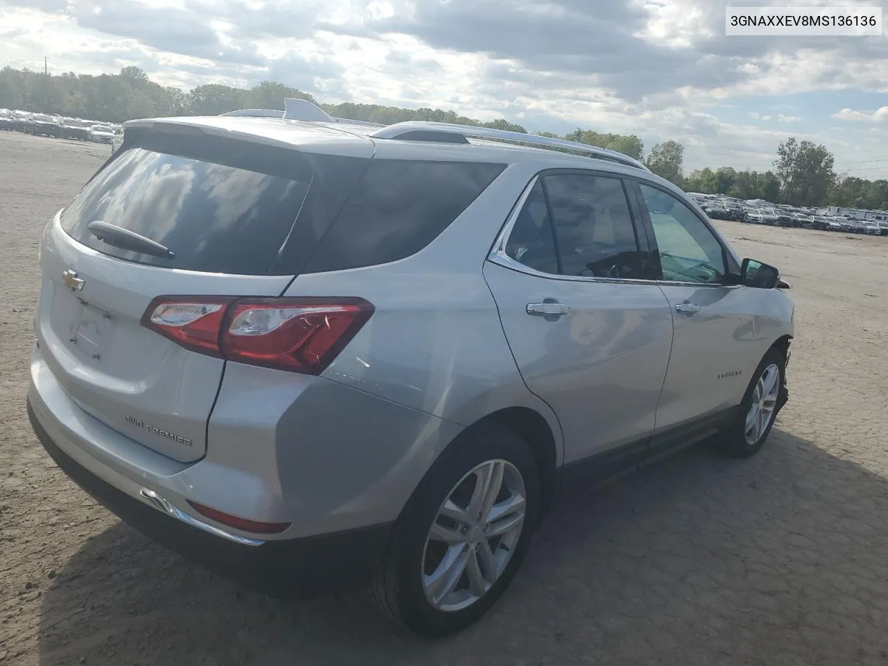 2021 Chevrolet Equinox Premier VIN: 3GNAXXEV8MS136136 Lot: 73144554