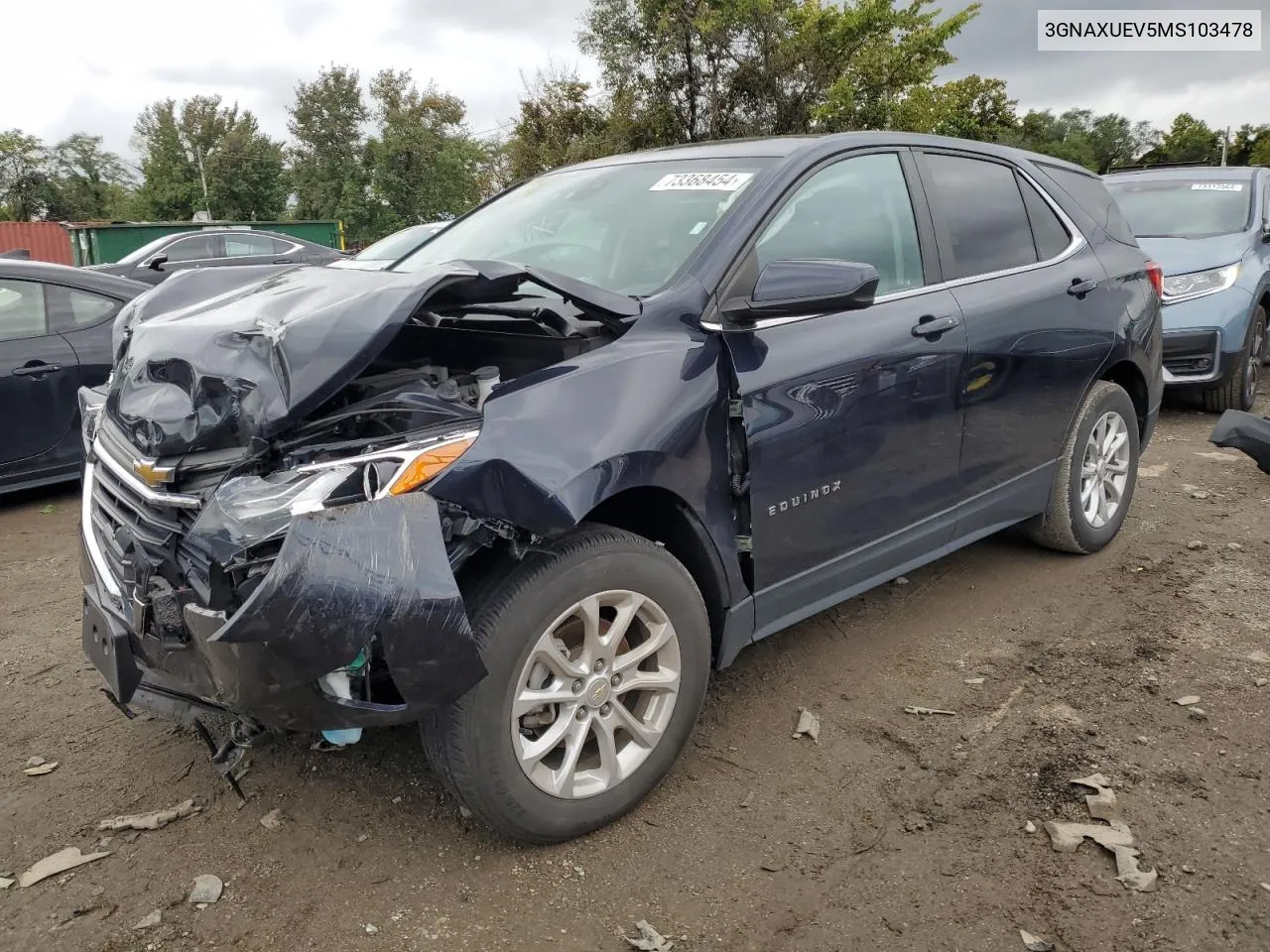 2021 Chevrolet Equinox Lt VIN: 3GNAXUEV5MS103478 Lot: 73368454