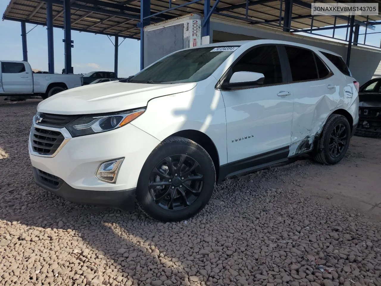 2021 Chevrolet Equinox Lt VIN: 3GNAXKEV8MS143705 Lot: 74134384