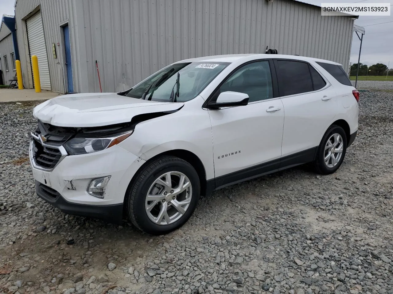 2021 Chevrolet Equinox Lt VIN: 3GNAXKEV2MS153923 Lot: 74766524