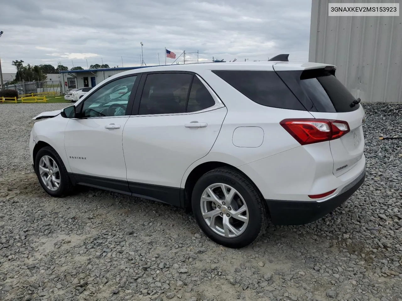 2021 Chevrolet Equinox Lt VIN: 3GNAXKEV2MS153923 Lot: 74766524