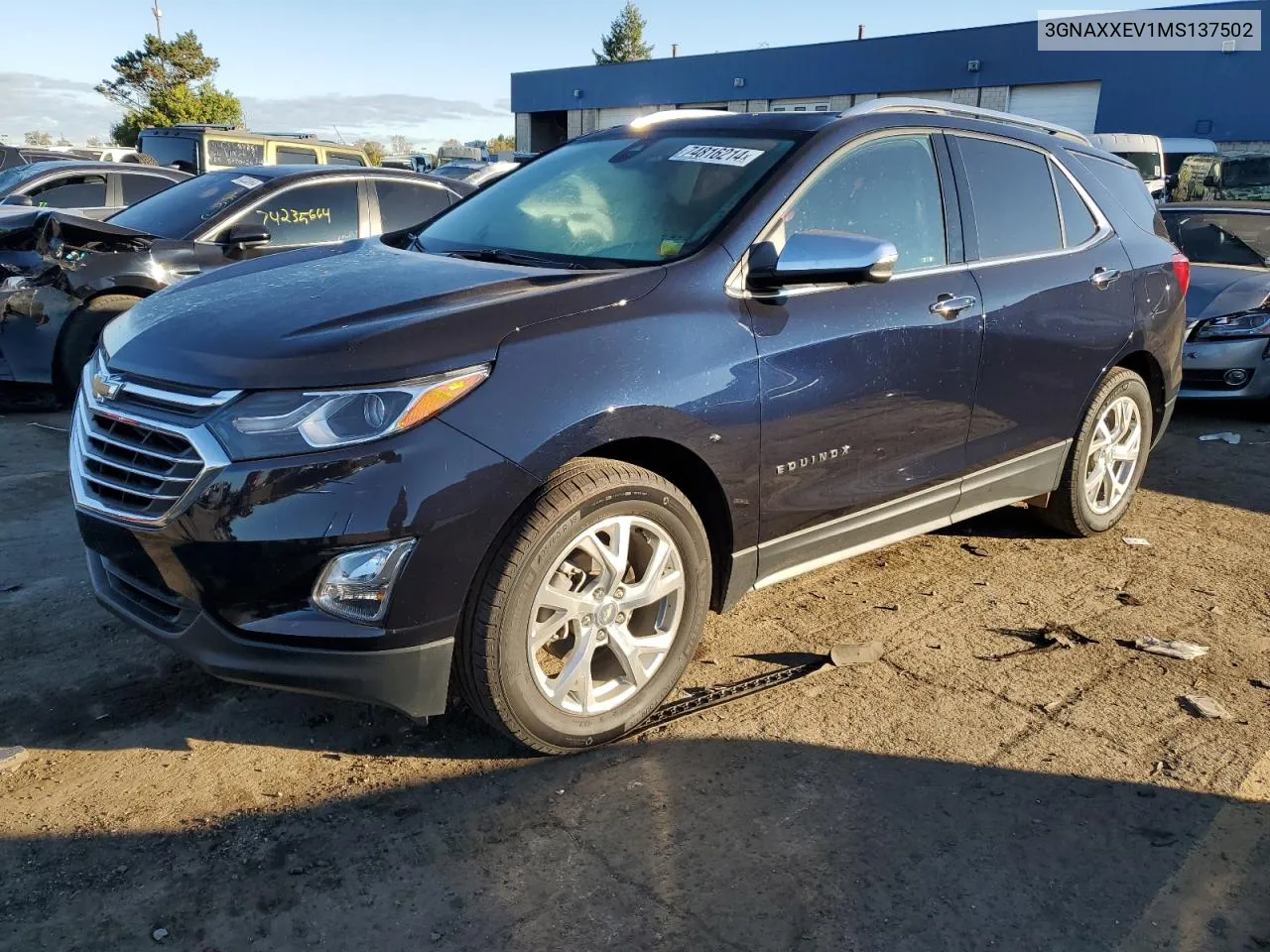 2021 Chevrolet Equinox Premier VIN: 3GNAXXEV1MS137502 Lot: 74816214