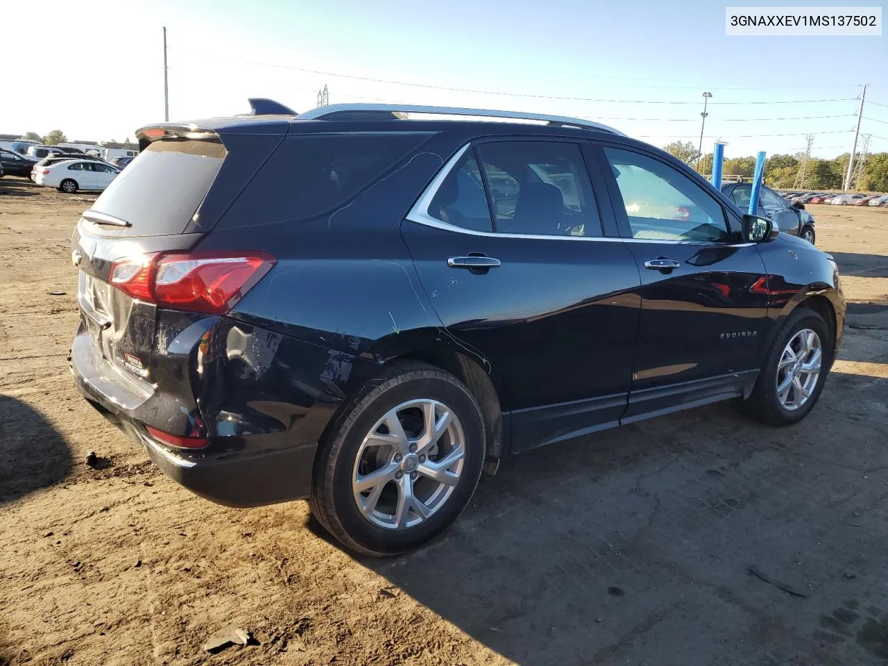 2021 Chevrolet Equinox Premier VIN: 3GNAXXEV1MS137502 Lot: 74816214