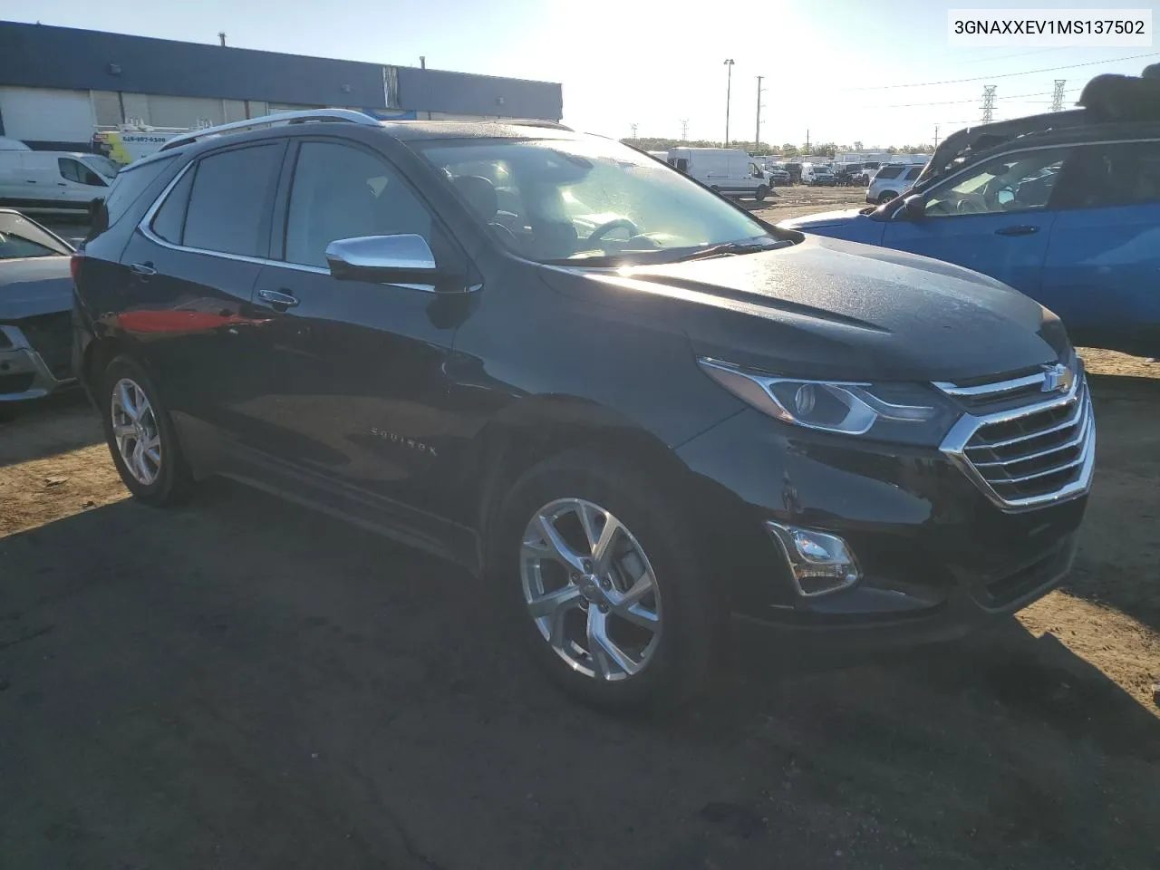 2021 Chevrolet Equinox Premier VIN: 3GNAXXEV1MS137502 Lot: 74816214