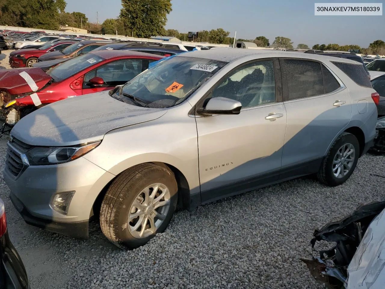 2021 Chevrolet Equinox Lt VIN: 3GNAXKEV7MS180339 Lot: 75048824