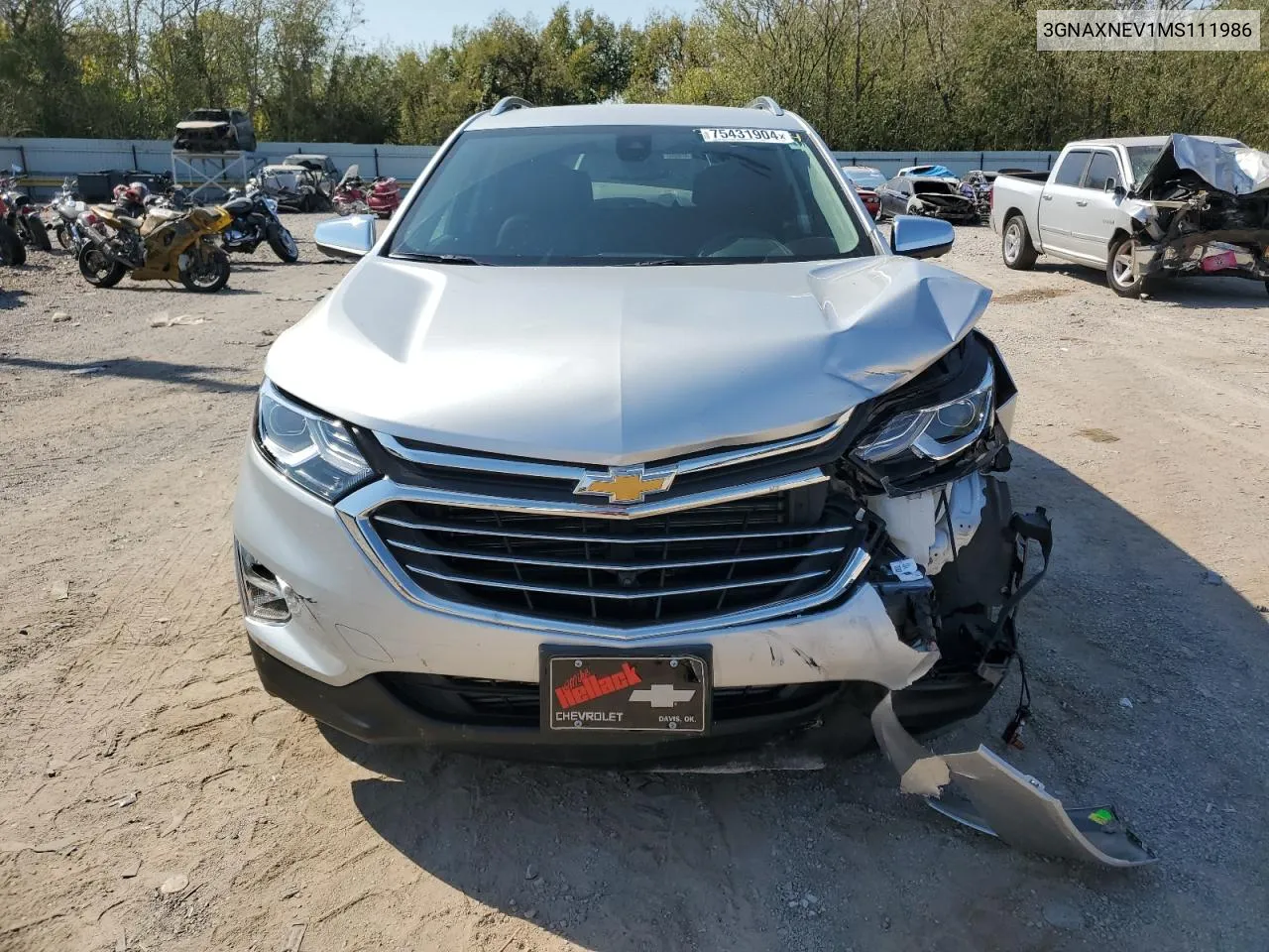 2021 Chevrolet Equinox Premier VIN: 3GNAXNEV1MS111986 Lot: 75431904