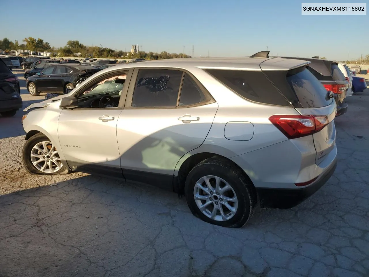 2021 Chevrolet Equinox Ls VIN: 3GNAXHEVXMS116802 Lot: 76047914