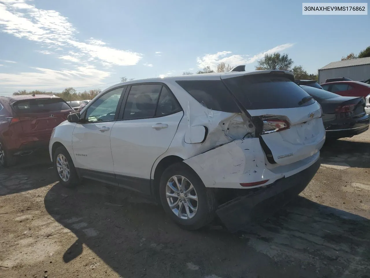 2021 Chevrolet Equinox Ls VIN: 3GNAXHEV9MS176862 Lot: 76208994