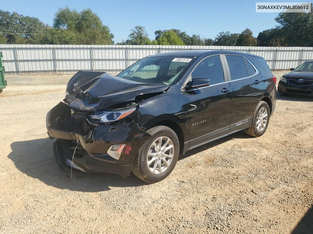 2021 Chevrolet Equinox Lt VIN: 3GNAXKEV3ML306612 Lot: 76801574