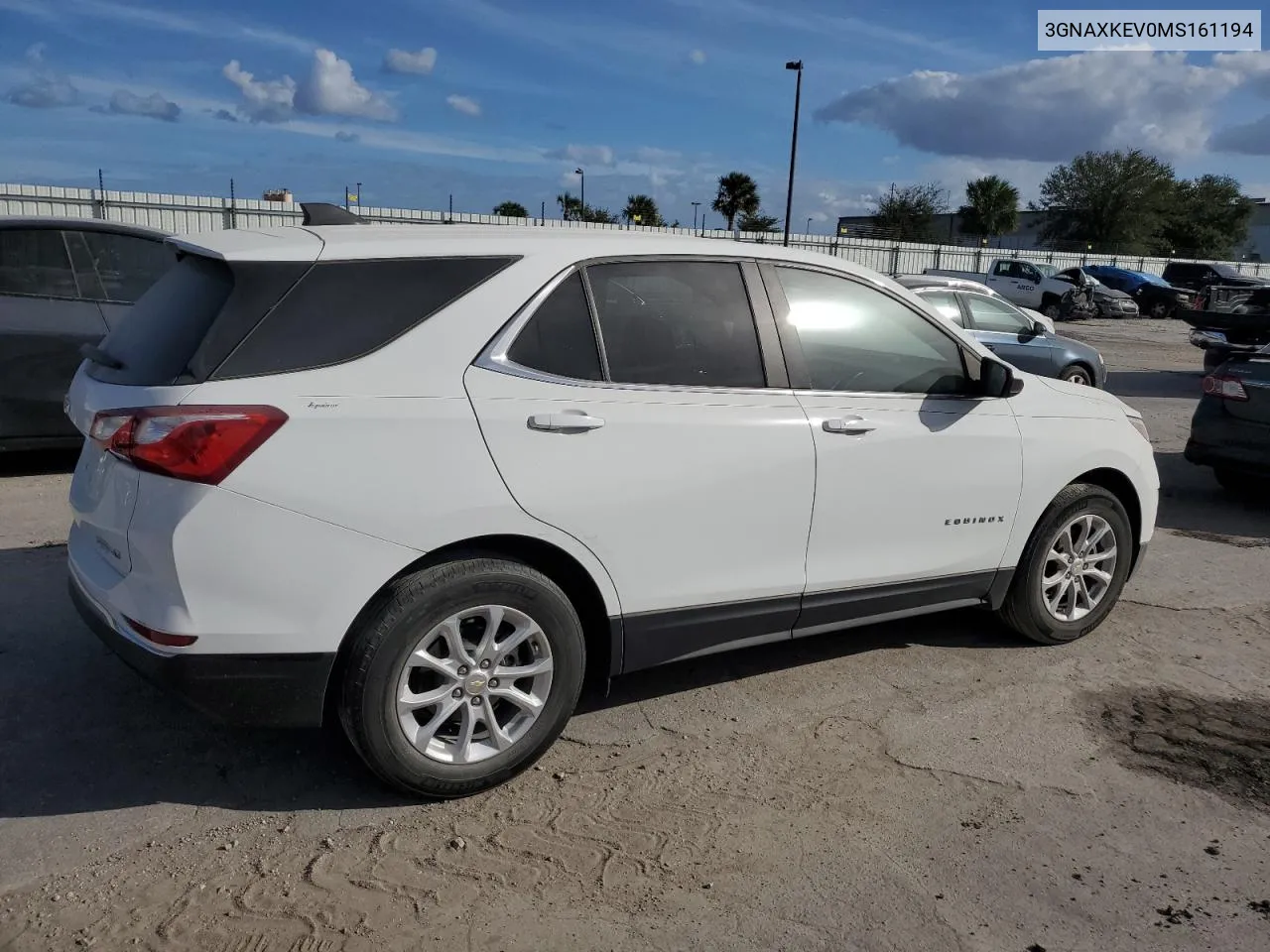 2021 Chevrolet Equinox Lt VIN: 3GNAXKEV0MS161194 Lot: 76861154