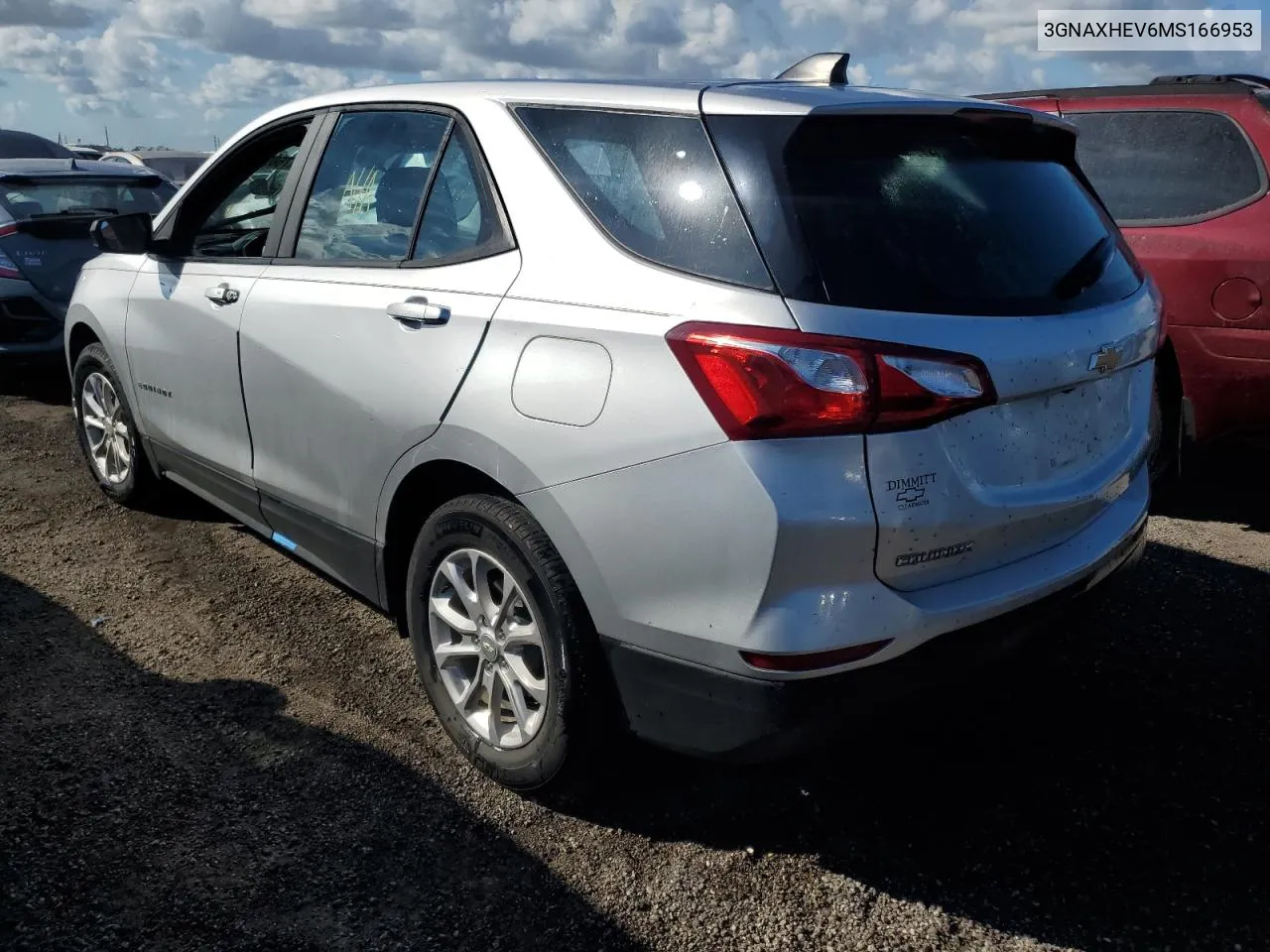 2021 Chevrolet Equinox Ls VIN: 3GNAXHEV6MS166953 Lot: 76896794